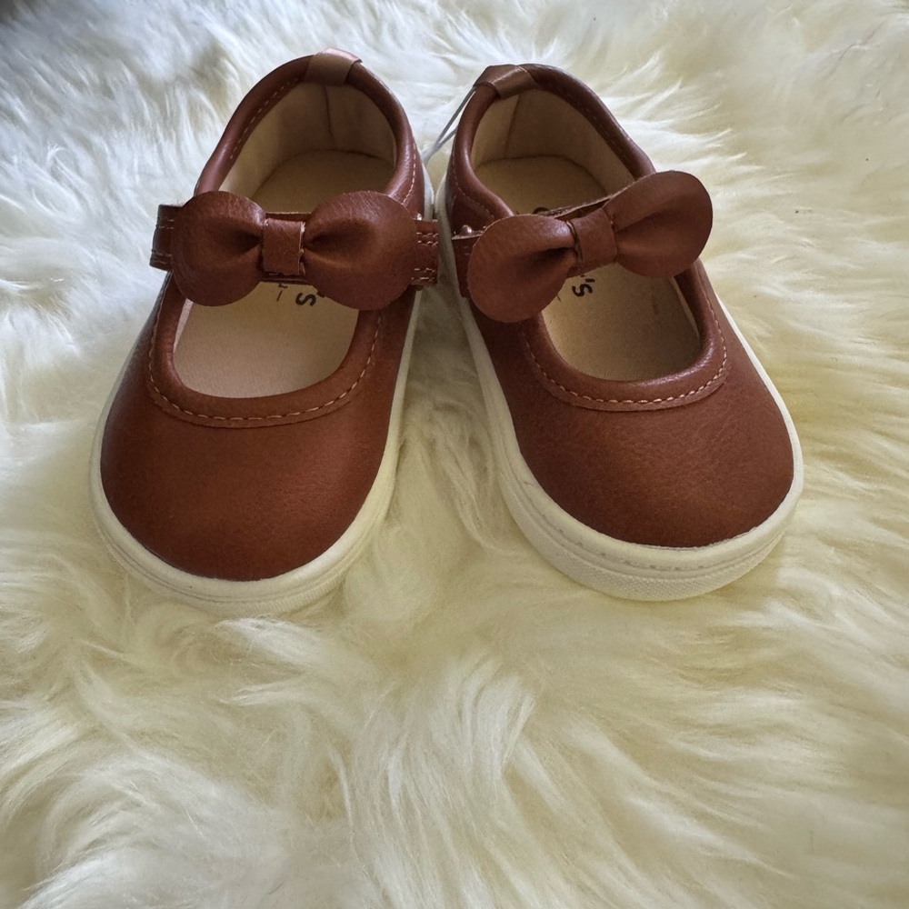Carter's Just One You Lily Mary Jane Sneakers Brown Bow Size 4 Toddler NWT